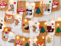 Preview: Handgemachter Adventskalender mit Waldtieren – 24 Papiertüten in Weiß & Braun
