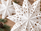 Preview: 3er Set Papiersterne Weihnachten – weiße 3D Weihnachtsdeko im Skandi-Stil