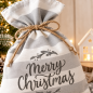 Preview: Set 3 Stoffbeutel Weihnachten aus Baumwolle – Geschenkbeutel grau/weiß