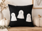 Preview: Handgefertigter Kissenbezug Halloween Geister 40x40 cm – schwarzes Dekokissen