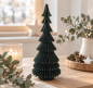 Preview: Papier-Wabentanne dunkelgrün 13 x 30 cm – zusammenfaltbarer Tannenbaum mit Magnetverschluss