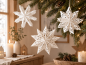 Preview: 3er Set Papiersterne Weihnachten – weiße 3D Weihnachtsdeko im Skandi-Stil
