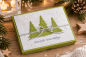 Preview: Handgemachte Weihnachts-Geschenkbox mit Tannen & silberner Kordel