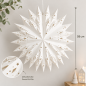 Preview: Papierstern 58 cm LED beleuchtet – großer Weihnachtsstern aus Papier, warmweiß mit Timer