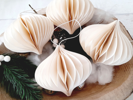 4er Set Ornamente Weihnachtsbaumschmuck Waben