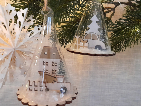 2er Set Glasglocken gold natur