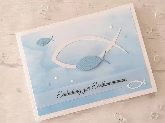 Preview: Taufeinladung Aquarell Fische