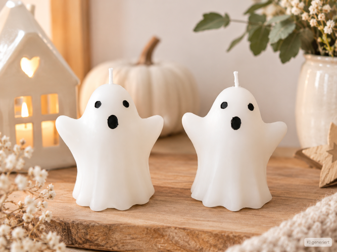 2er Set Geister-Kerzen – Halloween Kerzen – Halloween Deko