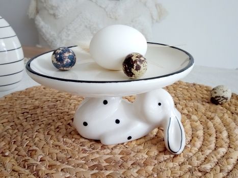 Preview: Teller Hase schwarz weiß