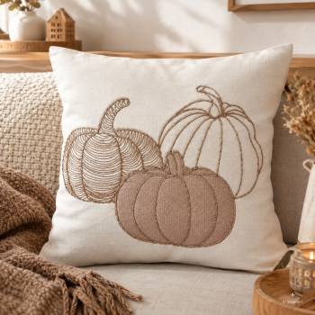 Kissenhülle mit Kürbis-Motiv – Herbstliche Dekokissenhülle 45 x 45 cm