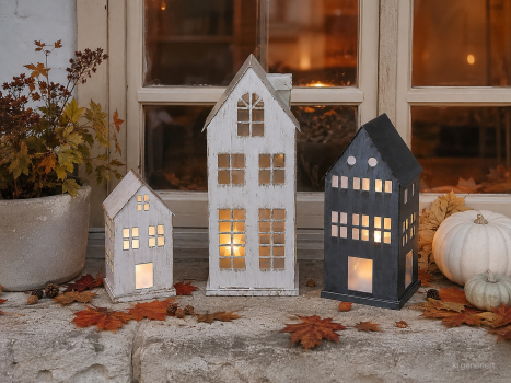 Metallhaus mit LED Licht shabby