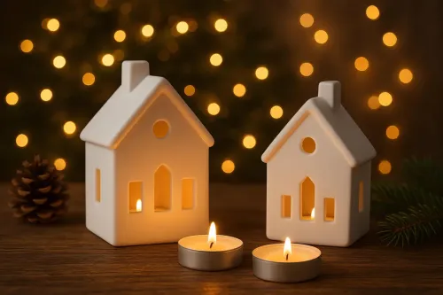 Preview: 2er Set Keramik Lichthäuser