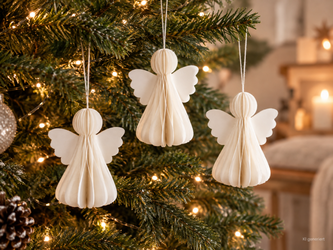 Skandinavische Papierengel 3er-Set – edle Weihnachtsdeko
