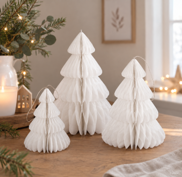 Papierbäume 3er Set – hängende Weihnachtsdeko aus Papier – Skandi Weihnachtsdekoration