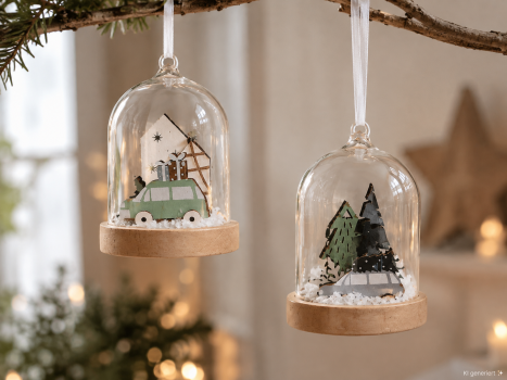 Preview: Weihnachtsdeko Glas grün 2er Set