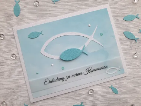 Preview: Taufeinladung Aquarell Fische