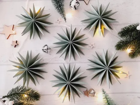 6er Set Faltsterne aus Papier - salbeigrün