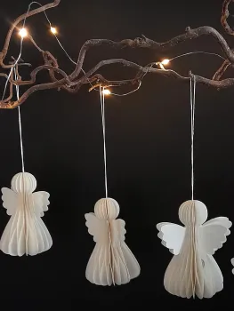 Preview: Skandinavische Papierengel 3er-Set – edle Weihnachtsdeko