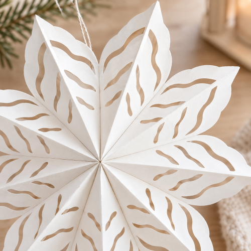 Preview: Papierstern Weihnachtsstern 30 cm – Weiß mit Magnetverschluss