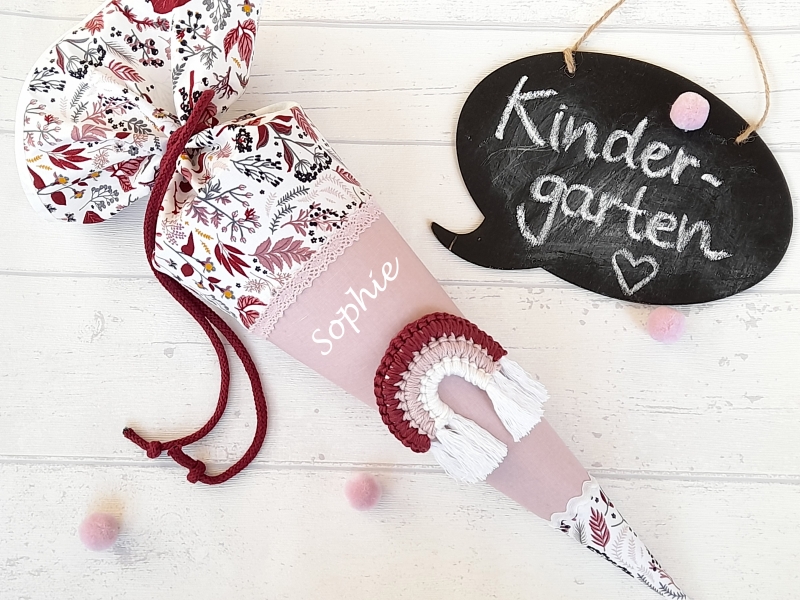 Schultüte klein Regenbogen altrosa Boho