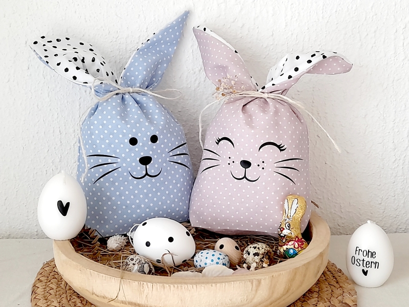 Osternest Hase rosa/blau