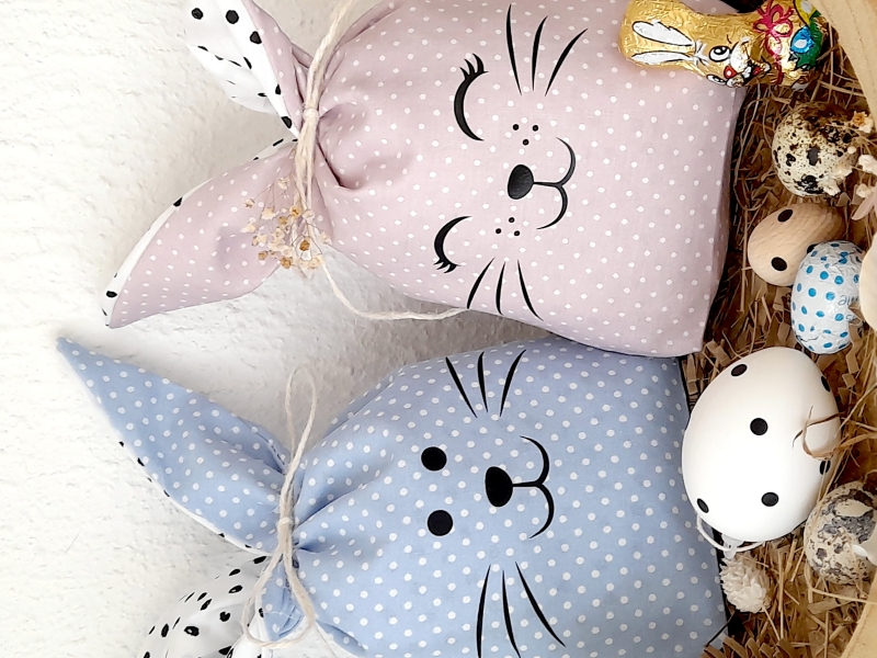 Osternest Hase rosa/blau