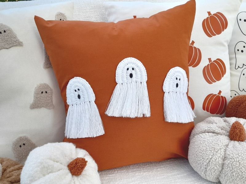 Halloween Kissen Geister Makramee