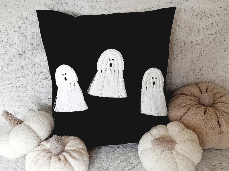 Kissen Halloween Geister schwarz weiß