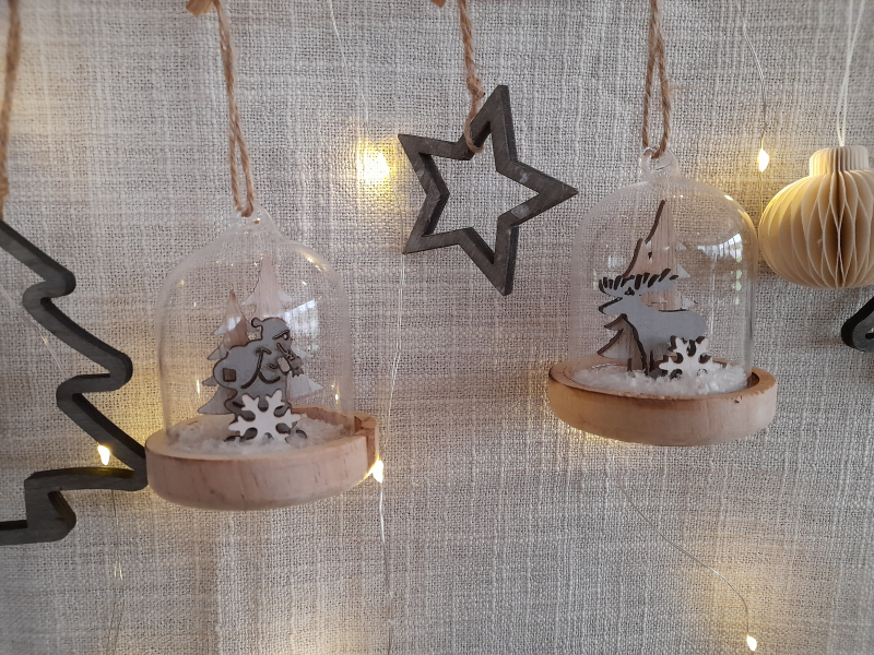 Weihnachtsdeko Glas natur-grau 2er Set