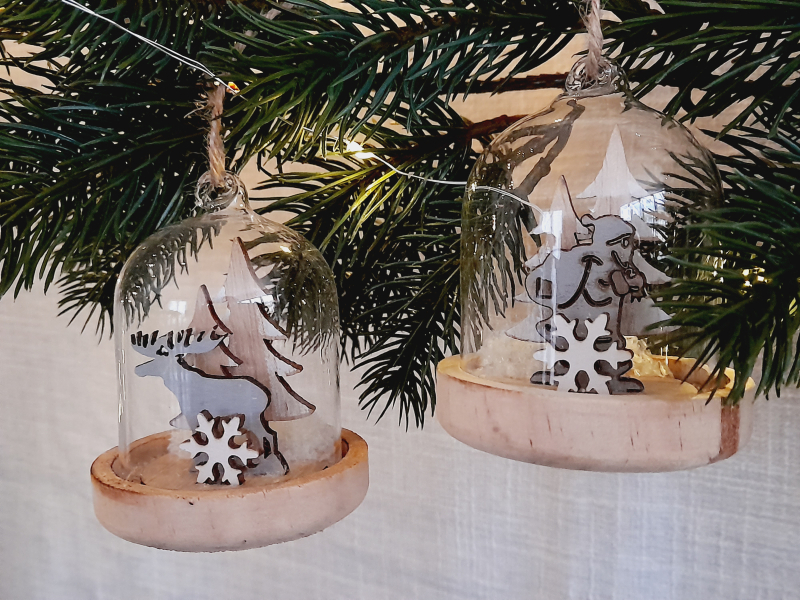 Weihnachtsdeko Glas natur-grau 2er Set