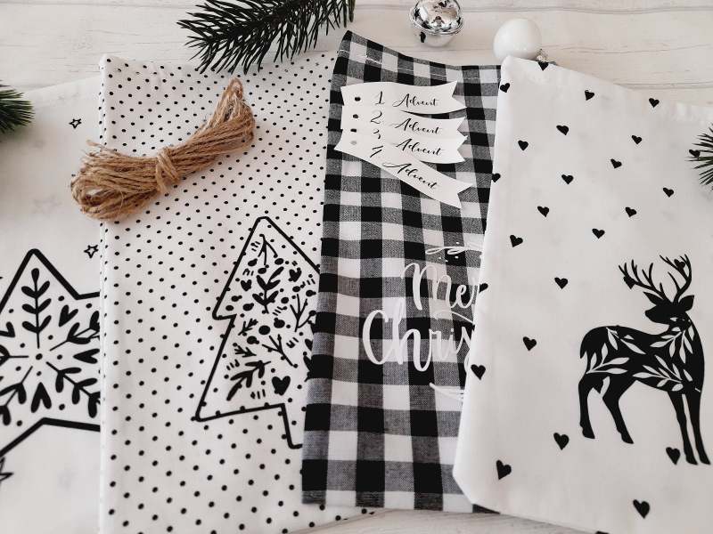 Minimalistischer Adventskalender Metall mit Stoffbeuteln | Handgemacht