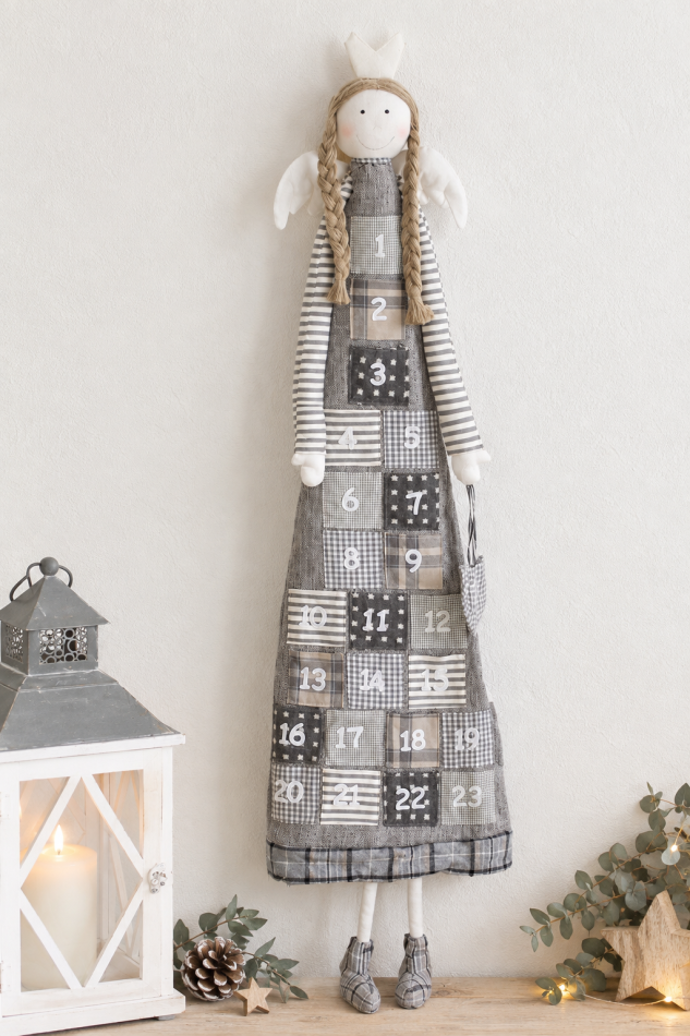 Adventskalender Engel aus Stoff – 24 Türchen – 125 cm – Weihnachtsdeko