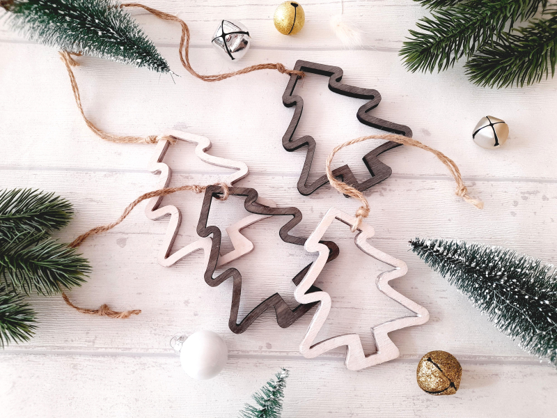 4er Holz Tannenbaum Lasercut