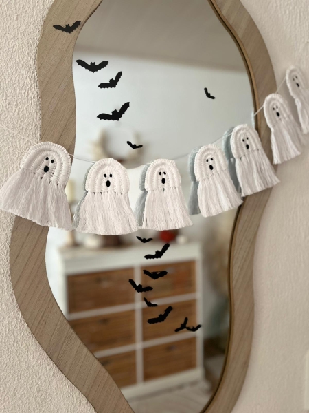 Geistergirlande Halloween Makramee