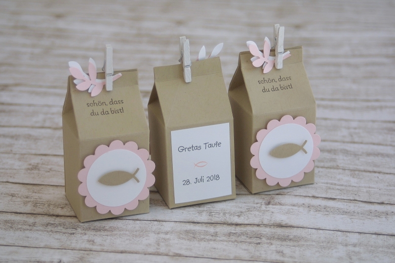 Gastgeschenk Fische weiß rosa beige