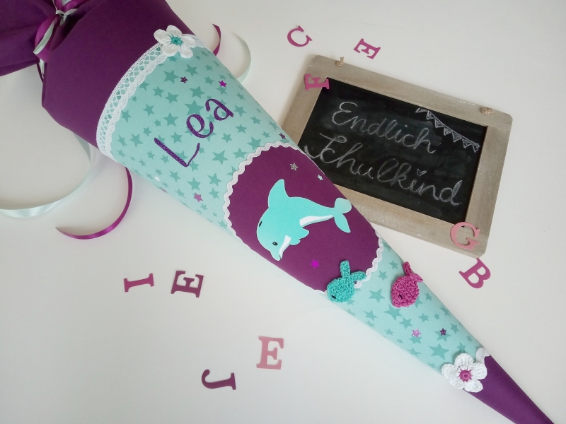 Schultüte Delfin beere mint