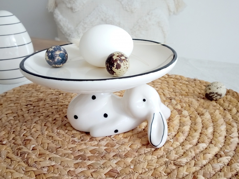 Teller Hase schwarz weiß