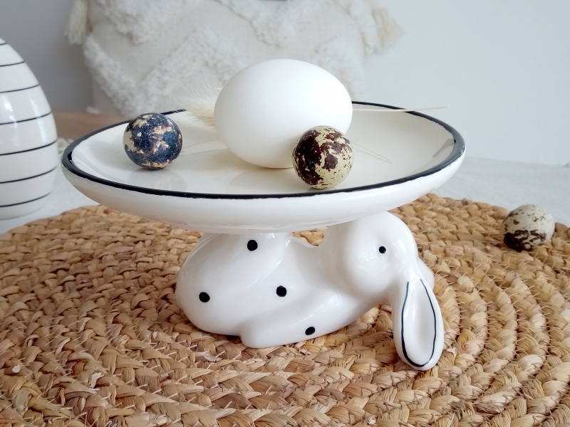 Teller Hase schwarz weiß