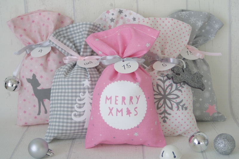 Adventskalender Säckchen rosa