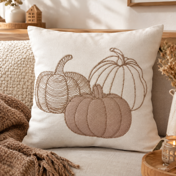 Kissenhülle mit Kürbis-Motiv – Herbstliche Dekokissenhülle 45 x 45 cm