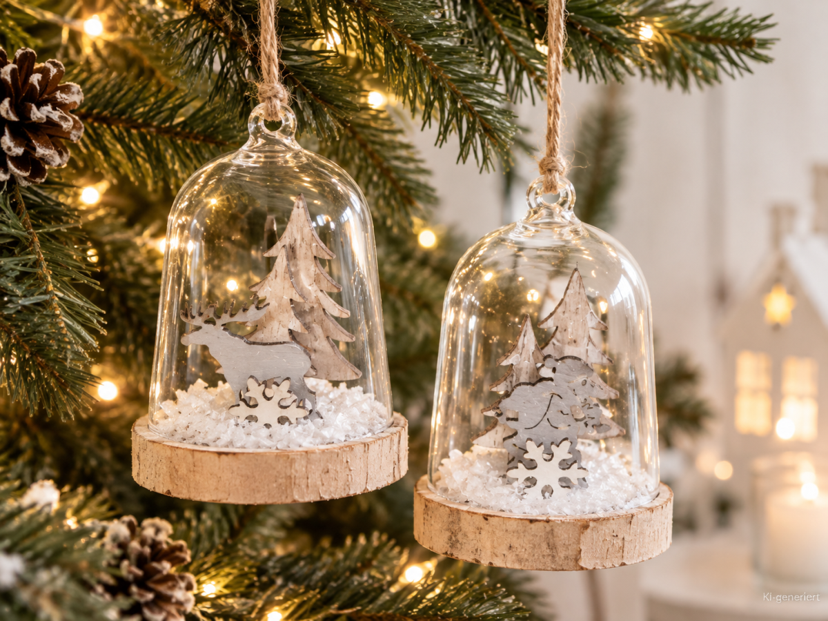 Weihnachtsdeko Glas natur-grau 2er Set