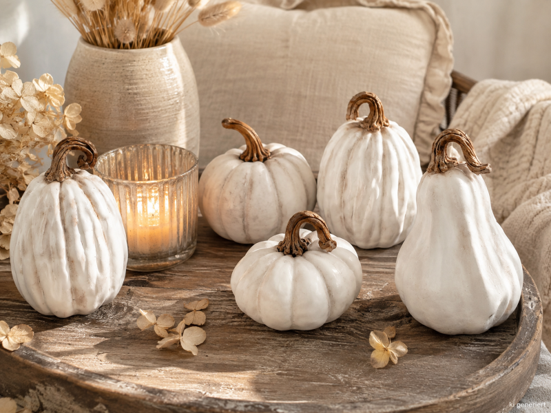 Weiße Deko-Kürbisse – Herbstdeko Kürbis | 3 Größen