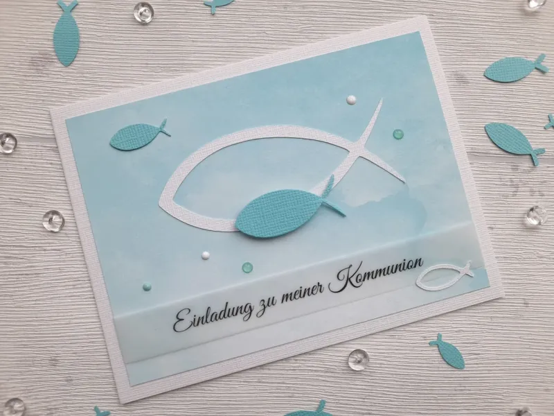 Taufeinladung Aquarell Fische