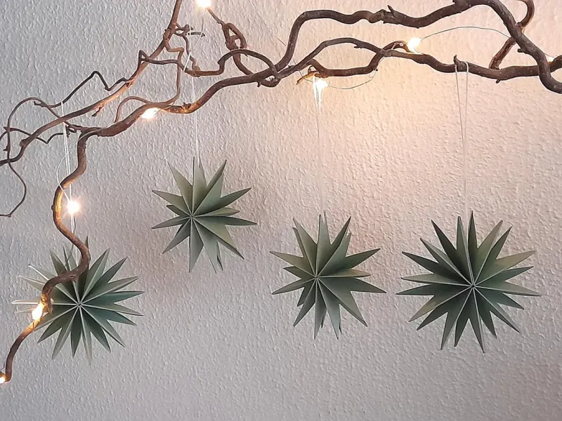 6er Set Faltsterne aus Papier - salbeigrün