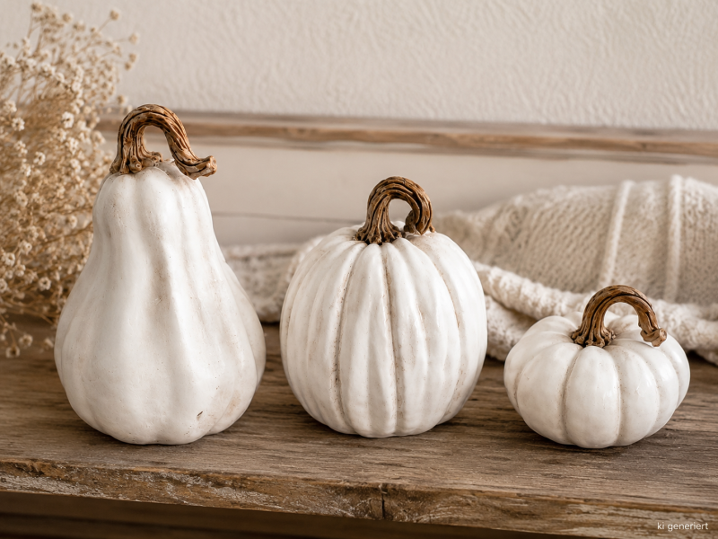 Weiße Deko-Kürbisse – Herbstdeko Kürbis | 3 Größen